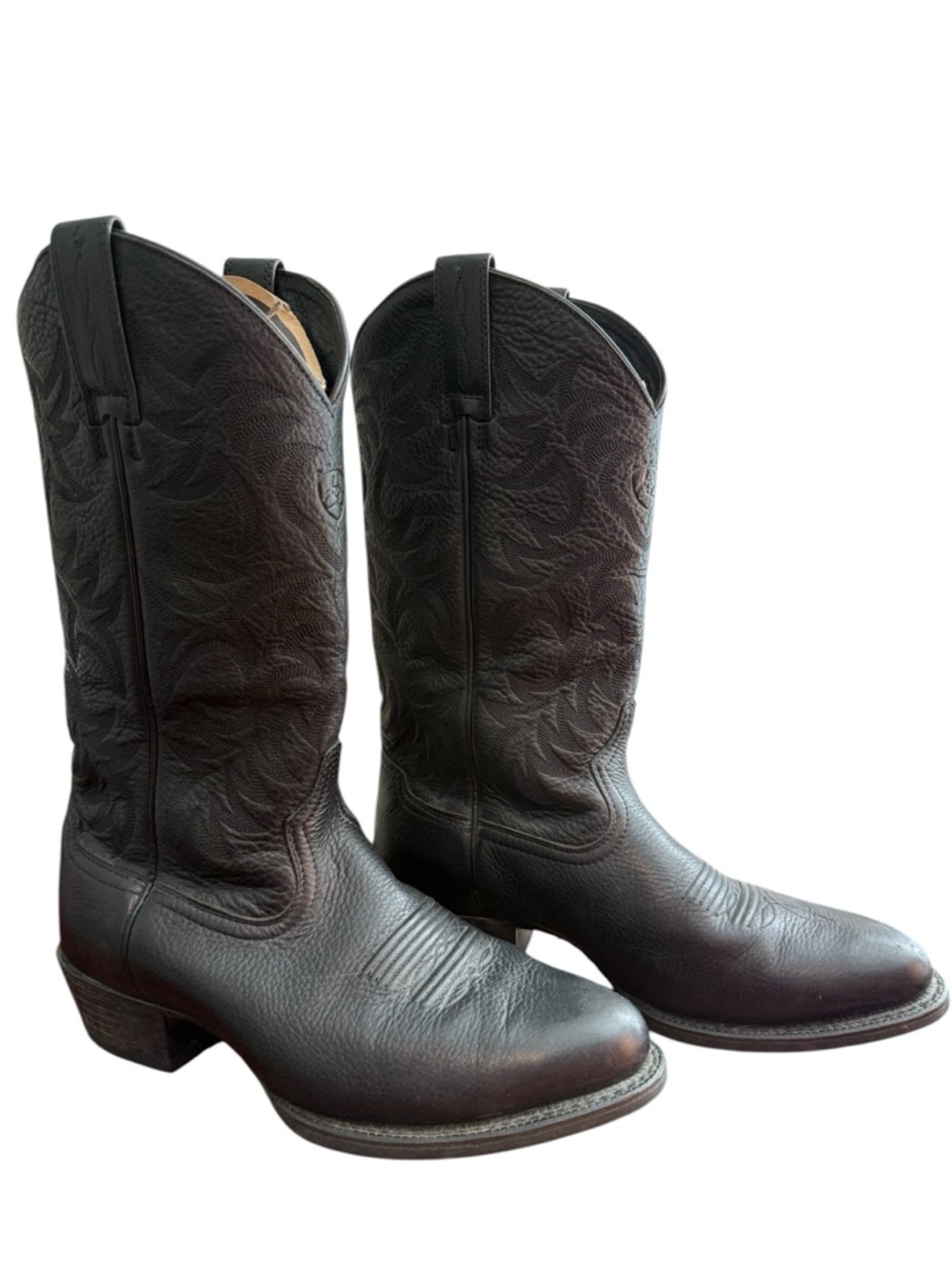 Ariat Heritage R Toe Mens 7.5EE Womens 9-9.5W Black Leather Cowboy Western Boots